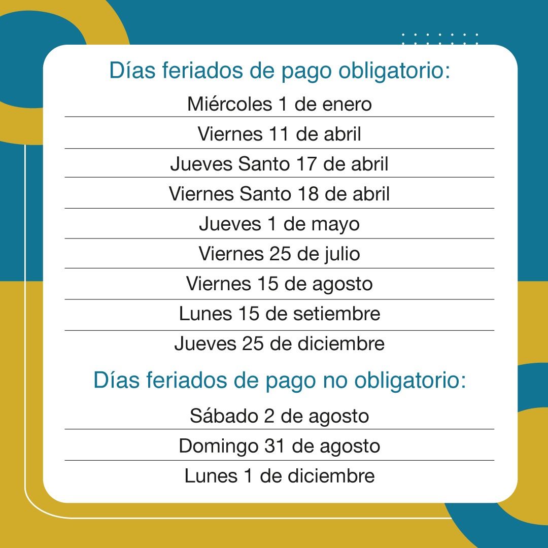 Anuncian días feriados para el 2025 y sus condiciones de pago - Digital506